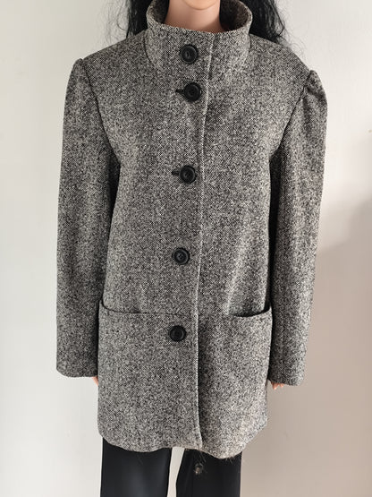 Manteau gris chiné en laine – Coupe droite – Taille 42