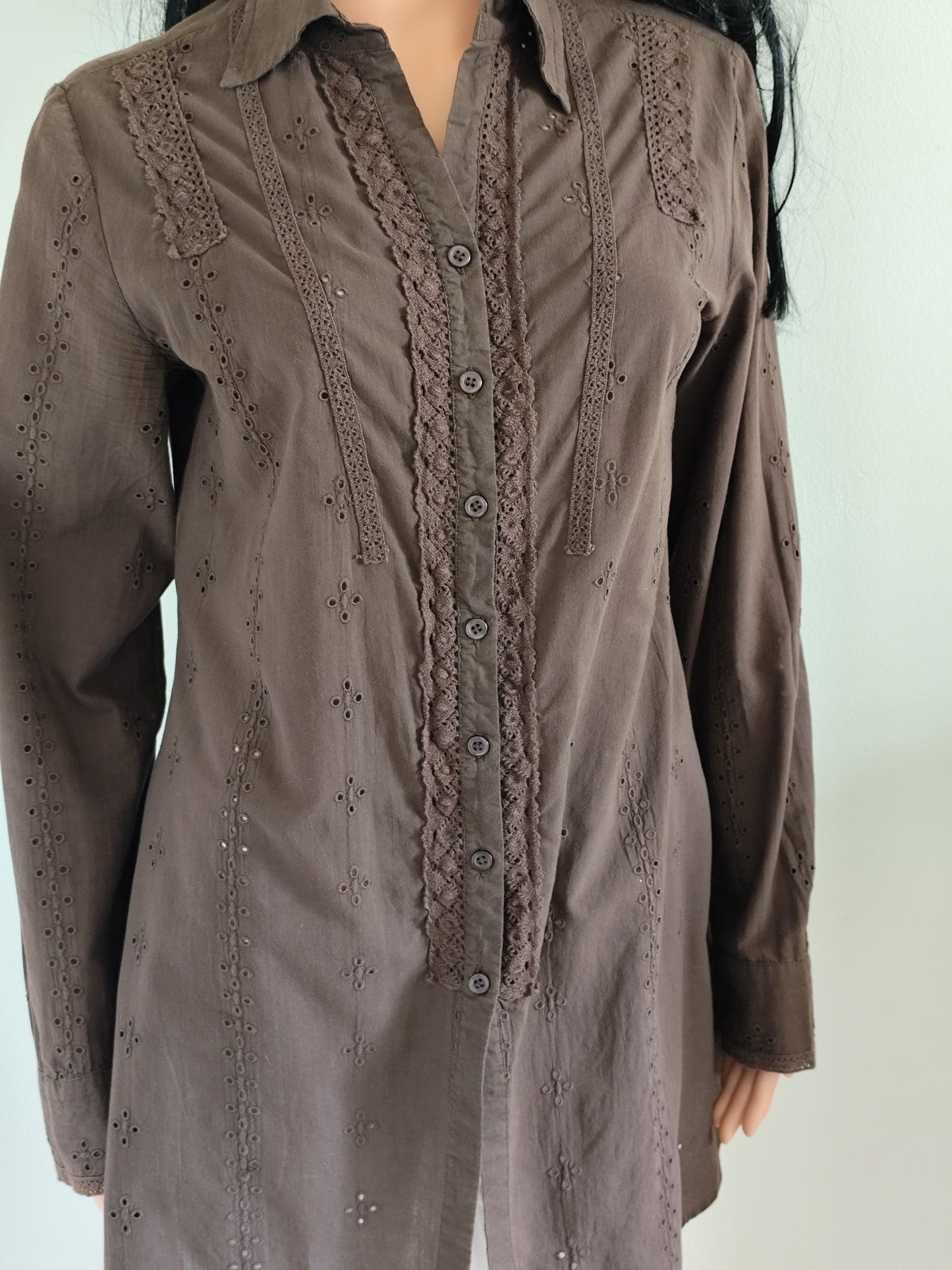 Tunique brodée marron chocolat – Jacqueline Riu – Taille 40