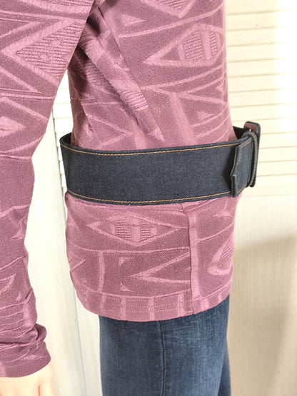 Ceinture large bi-matière denim bleu foncé – Longueur 100 cm