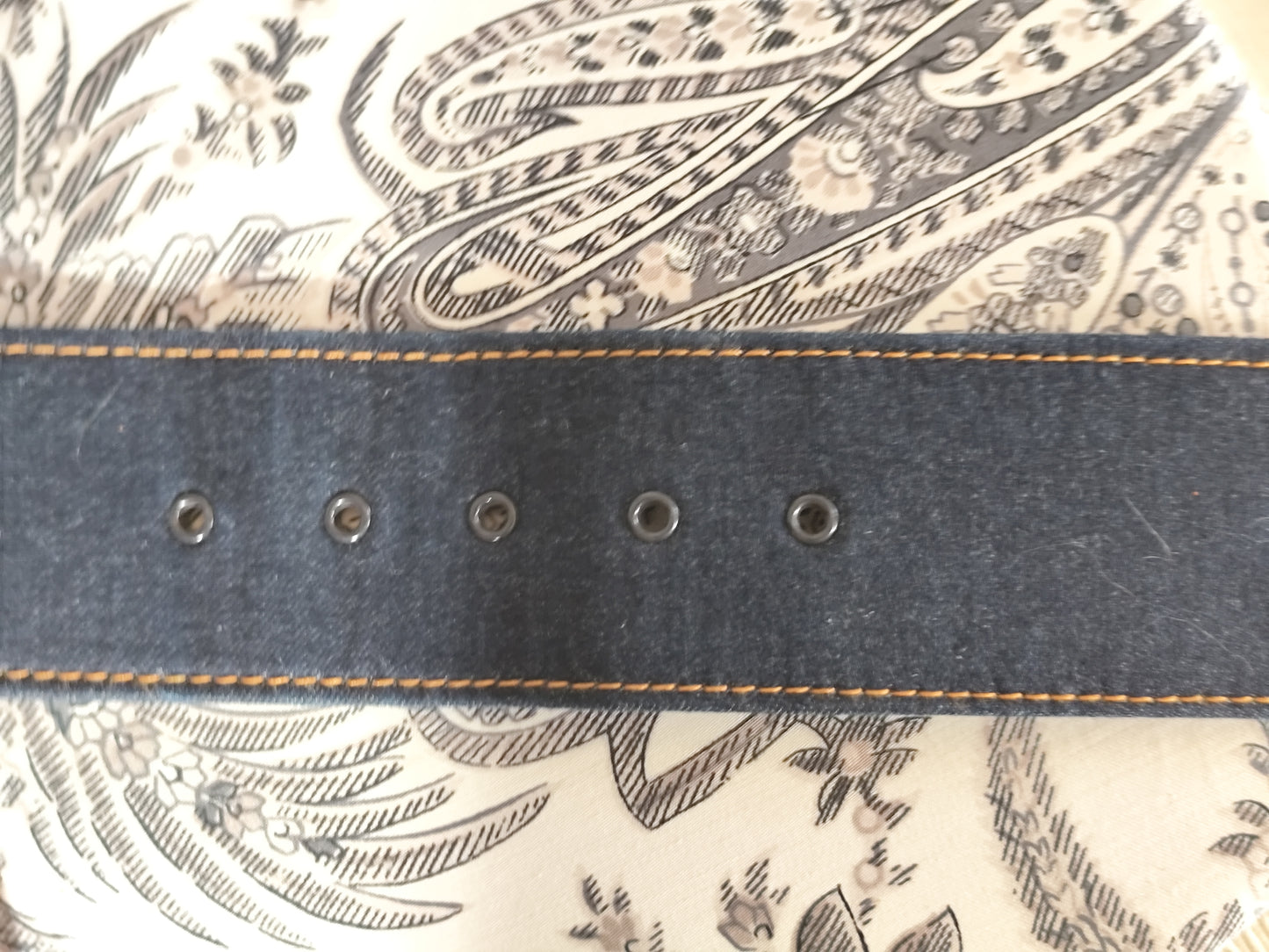 Ceinture large bi-matière denim bleu foncé – Longueur 100 cm