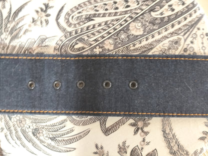 Ceinture large bi-matière denim bleu foncé – Longueur 100 cm