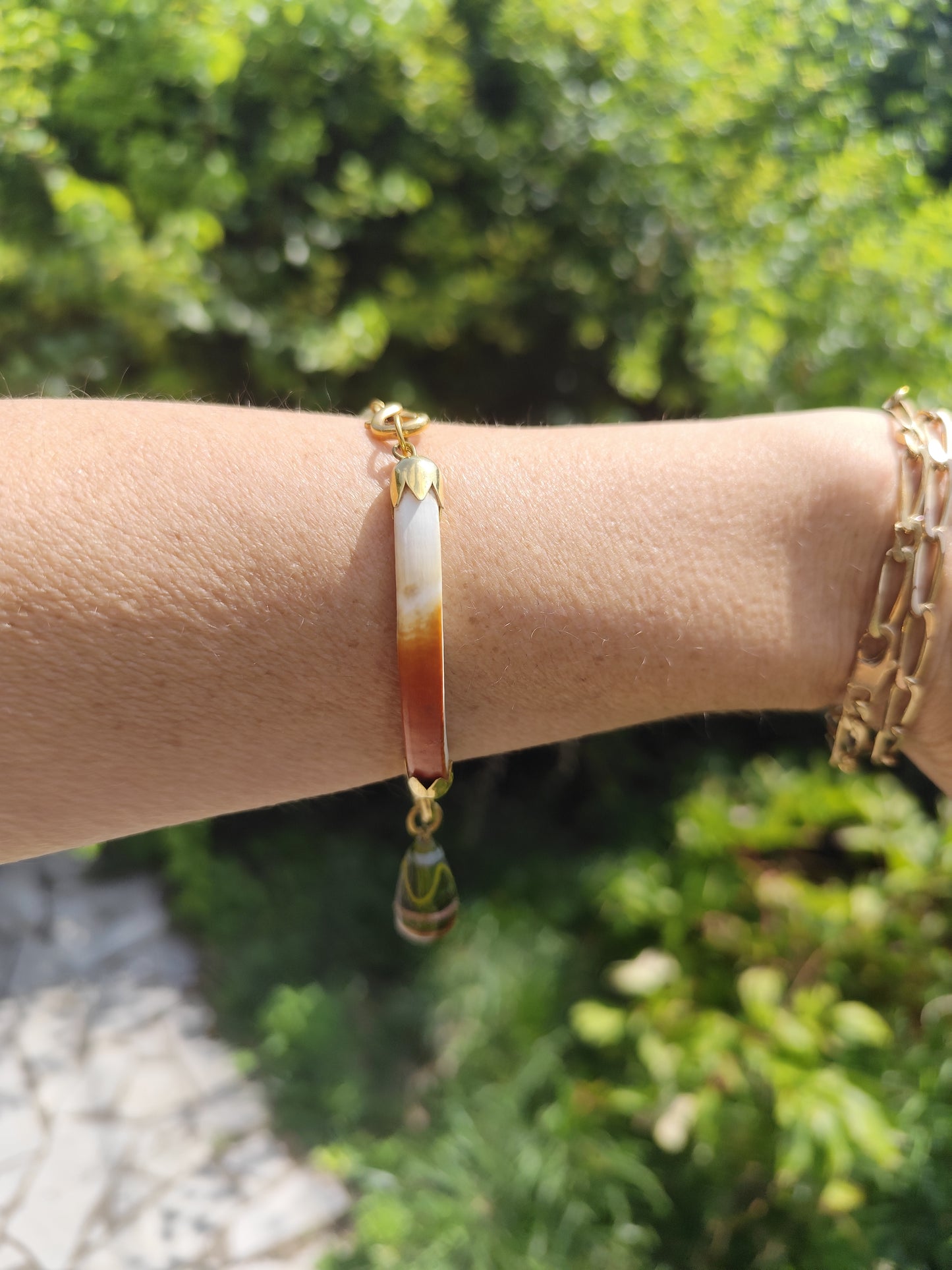 Parure collier et bracelet dent de castor