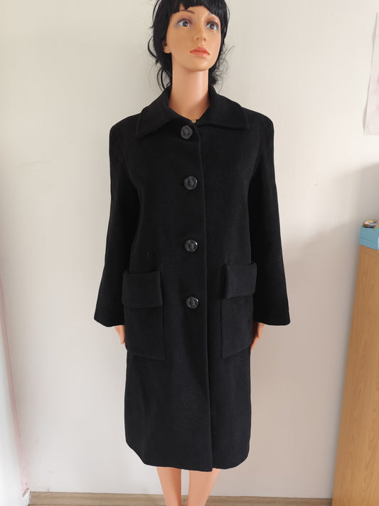Manteau noir long vintage  – Taille  40/42