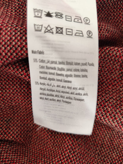 Pull coupe droite rouge à motifs fleurs Brandtex – Taille 38/40