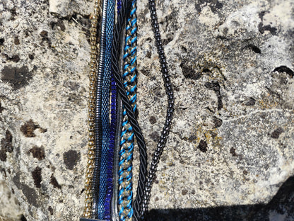 Bracelet manchette bleu nuit à fermoir