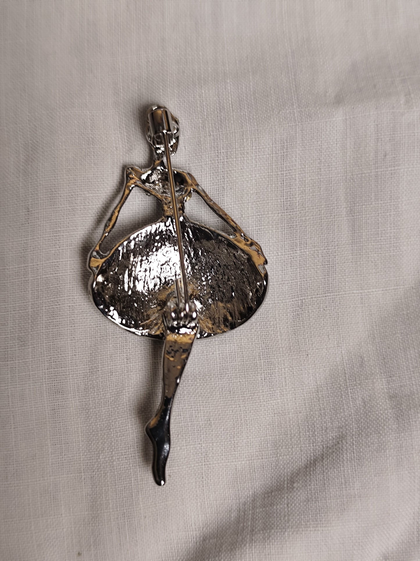 Broche  Ballerine en Strass Argentés