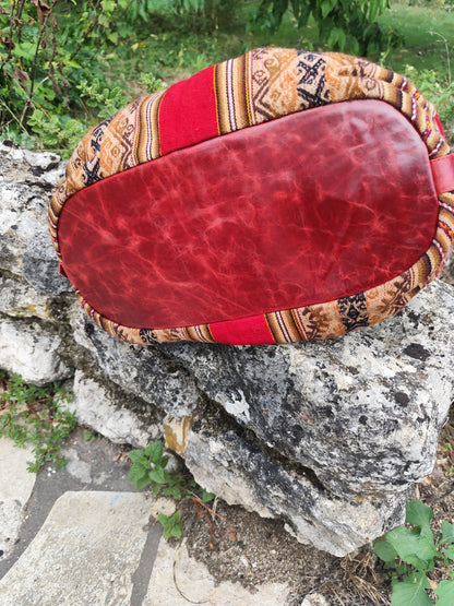 Sac Seau Adriano’s  rouge grand format –  cuir & tissage