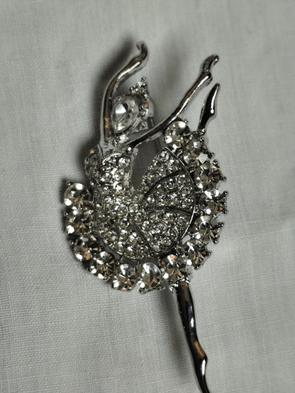Broche Ballerine Étincelante en Strass