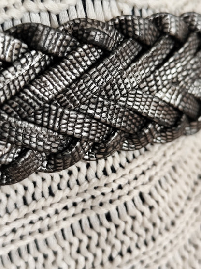 Ceinture Tressée Argentée Bohème – 90 cm