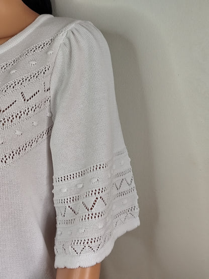 ✨ Cardigan Ajourné Afibel – Blanc Élégant – Taille 38/40