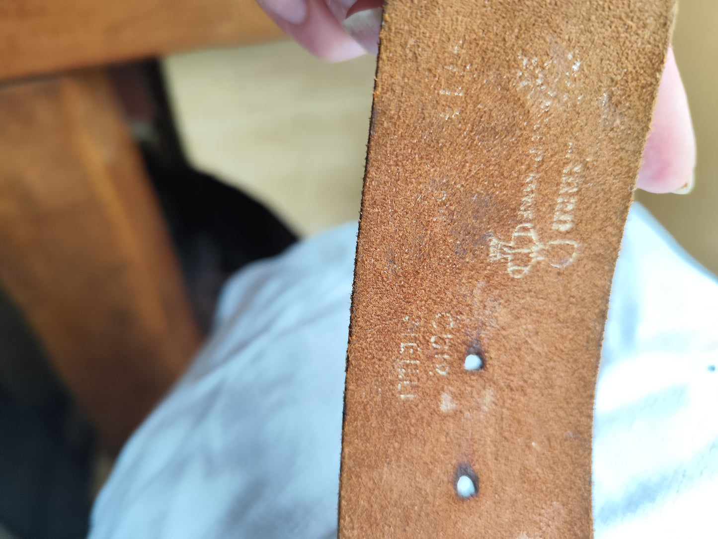 Ceinture vintage en cuir tressé marron - 90 cm