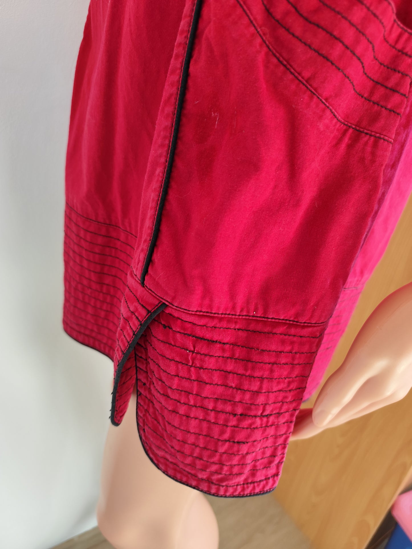 Robe Coline rouge bohème en coton – coupe trapèze A-line - Taille 36/38
