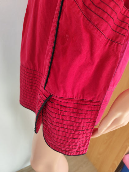 Robe Coline rouge bohème en coton – coupe trapèze A-line - Taille 36/38