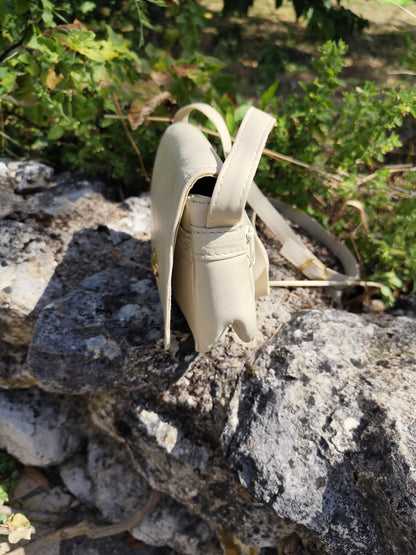 Sac bandoulière crème vintage – petit format élégant