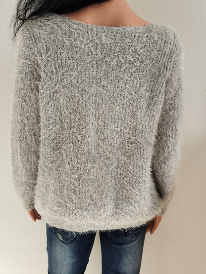 Pull duveteux gris clair Cache Cache – T. 40 &nbsp;(convient 38/40)