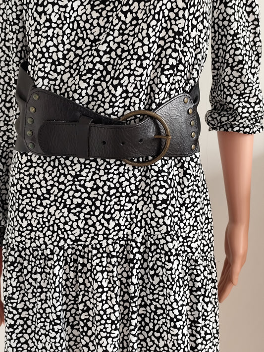 Ceinture large en cuir noir Pepe Jeans – boucle ronde - 80 cm