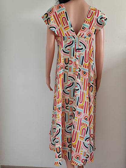 📸 Robe longue d'été à imprimé arc-en-ciel – Gold & Silver – TU