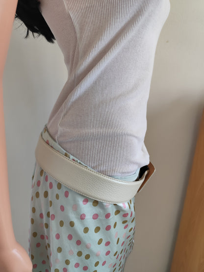 Ceinture blanche en cuir pleine fleur – Taille 95 cm