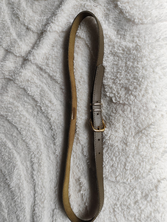 Ceinture fine en cuir kaki – 100 cm
