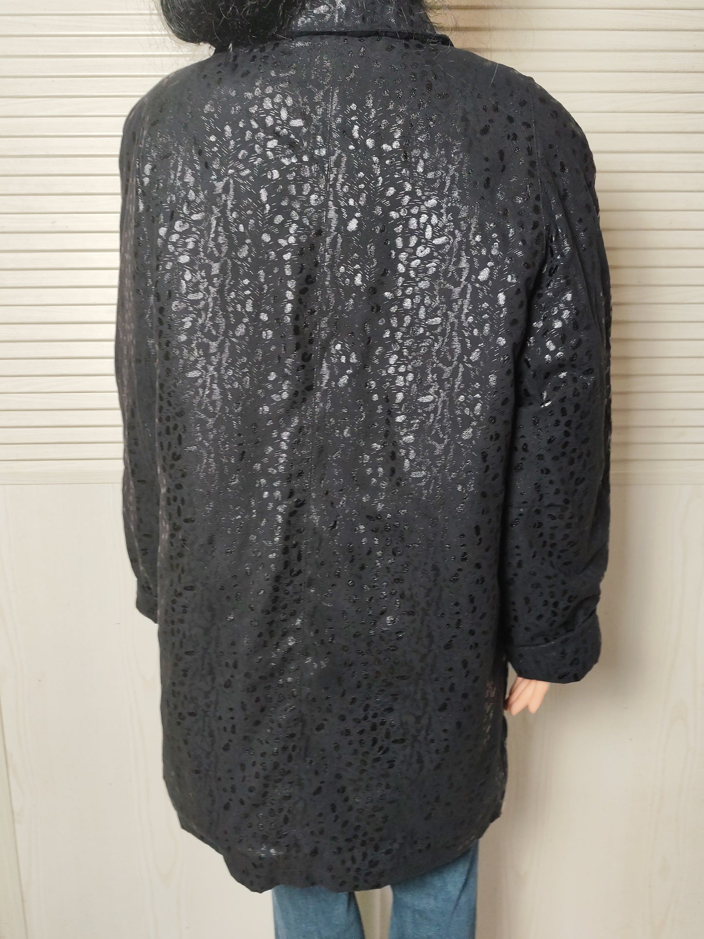 Manteau noir texturé brillant – C. Missaro – Taille 46