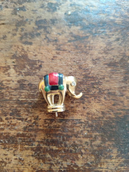 Broche vintage éléphant de cirque coloré