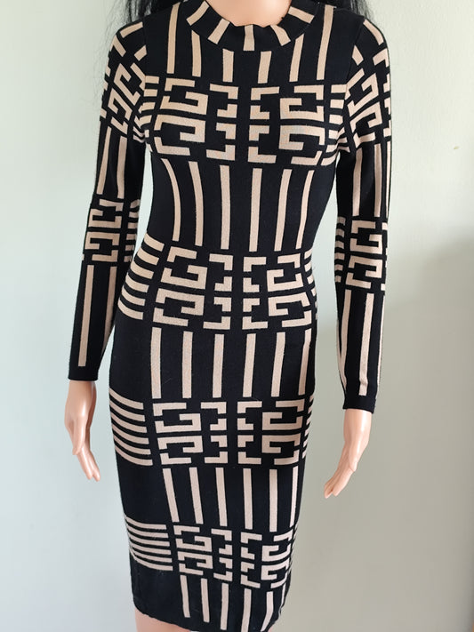 Robe moulante longue graphique Giorgia – Taille 36/38