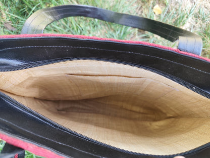 Sac cabas en fibres naturelles – Style ethnique rouge & noir