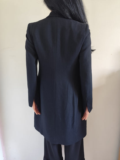 Manteau long noir rayé argenté Sinéquanone Paris – Taille 36