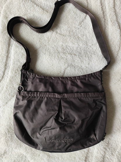 Sac bandoulière Lancaster marron chocolat en toile