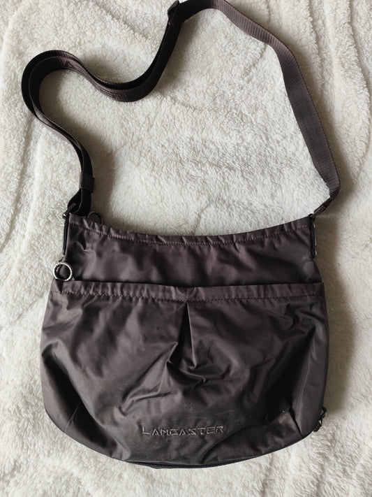 Sac bandoulière Lancaster marron chocolat en toile