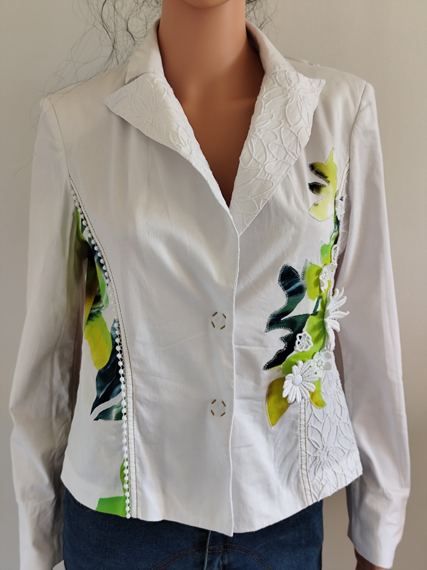 Chemisier vintage Fuego Woman – broderies appliquées & détails couture – T40