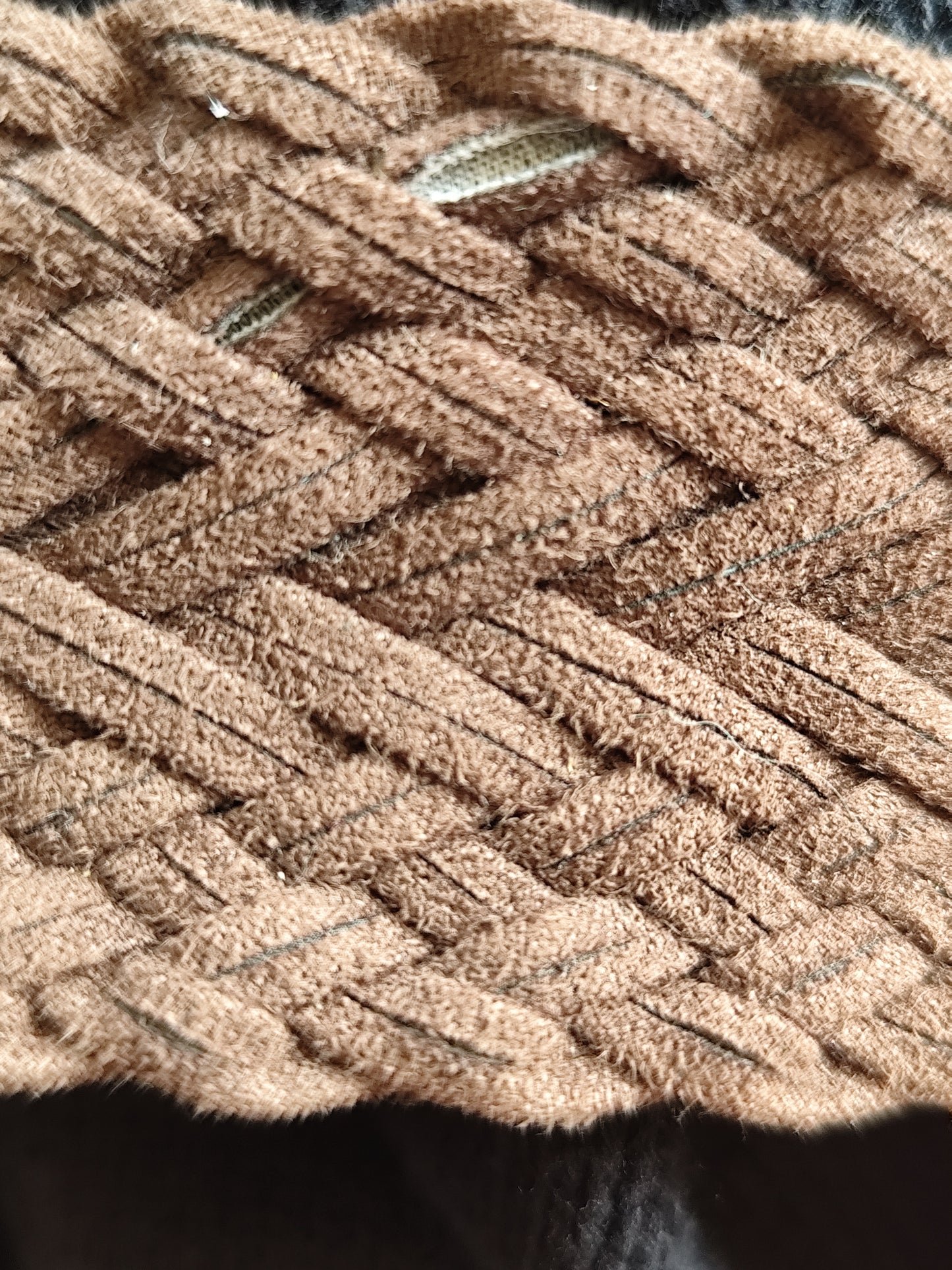 Ceinture large tressée marron effet daim - 108 cm hors boucle