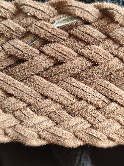 Ceinture large tressée marron effet daim - 108 cm hors boucle