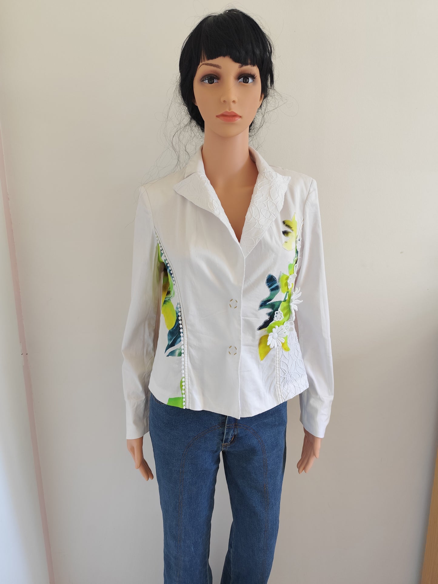 Chemisier vintage Fuego Woman – broderies appliquées & détails couture – T40