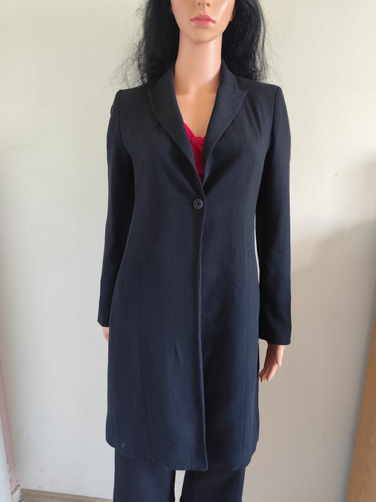 Manteau long noir rayé argenté Sinéquanone Paris – Taille 36