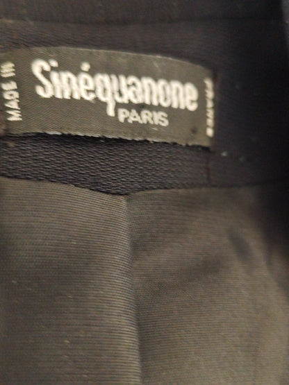 Manteau long noir rayé argenté Sinéquanone Paris – Taille 36