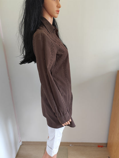 Tunique brodée marron chocolat – Jacqueline Riu – Taille 40