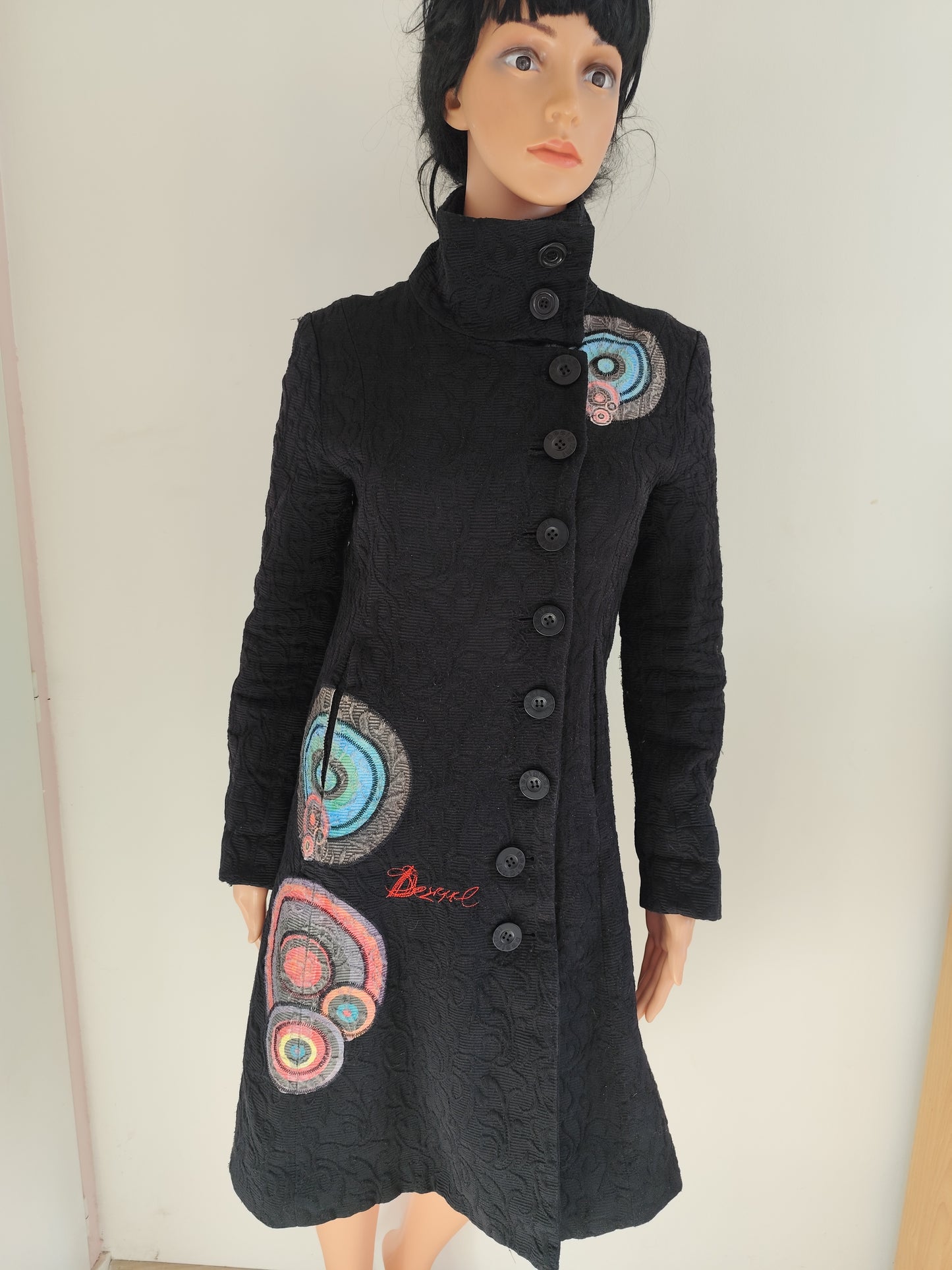 Manteau Desigual noir brodé – T. 38 (convient 36/38)