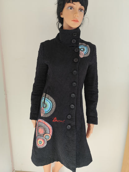 Manteau Desigual noir brodé – T. 38 (convient 36/38)