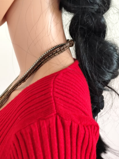 Collier multi-rangs bronze & médaillon – Statement bohème