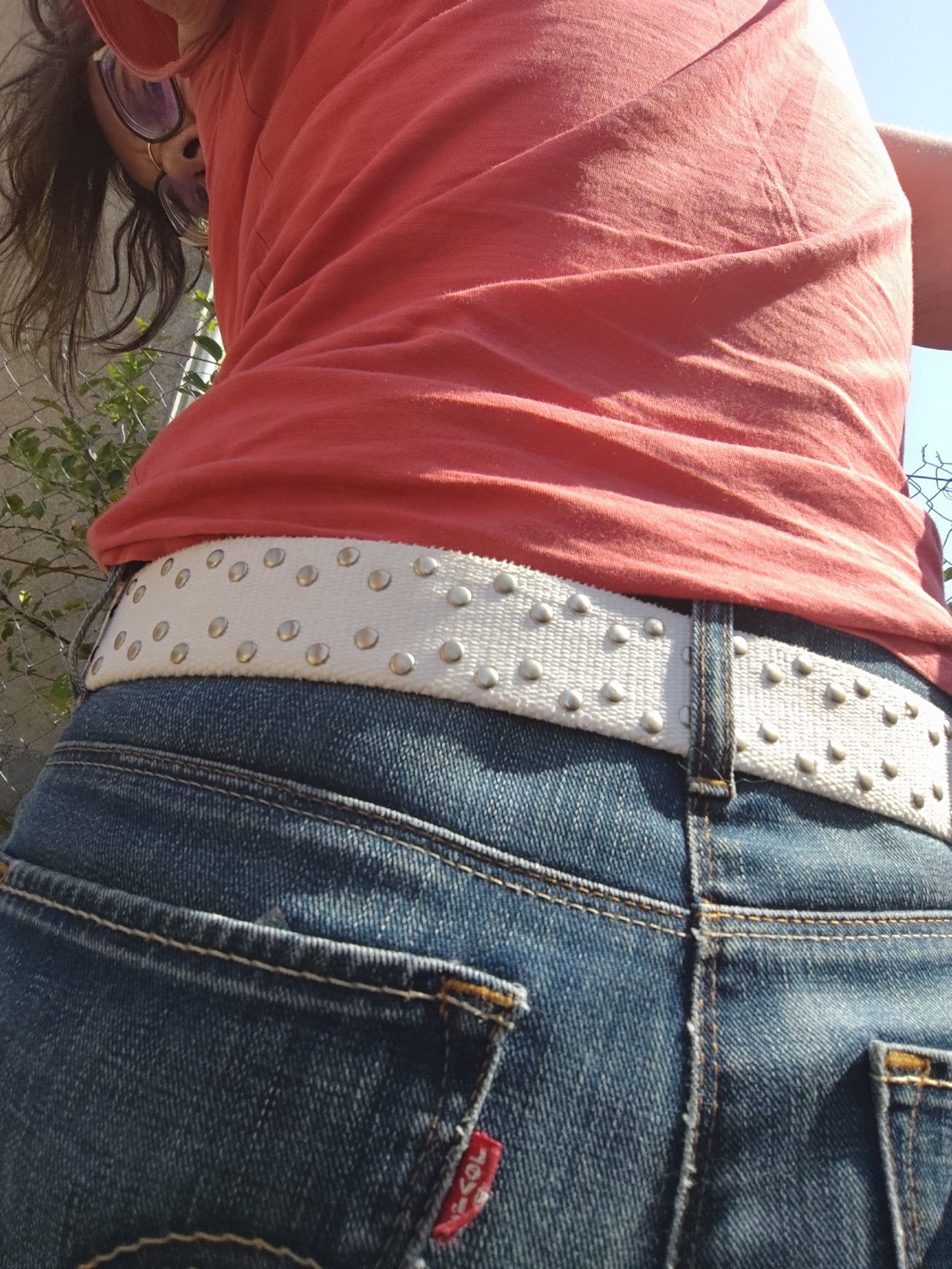 Ceinture blanche cloutée Melle DDP - 95 cm