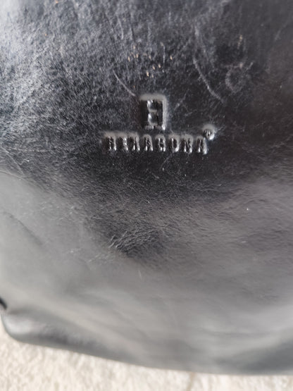 Sac cabas en cuir noir Hexagona