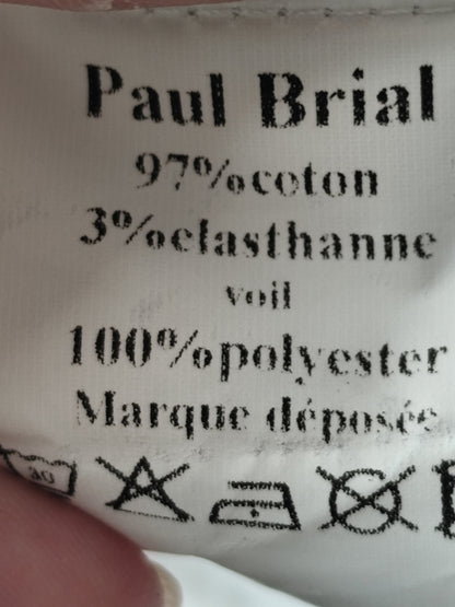 Tailleur Paul Brial – motif floral rouge & chocolat – Taille 3/40 haut et 4/42 jupe