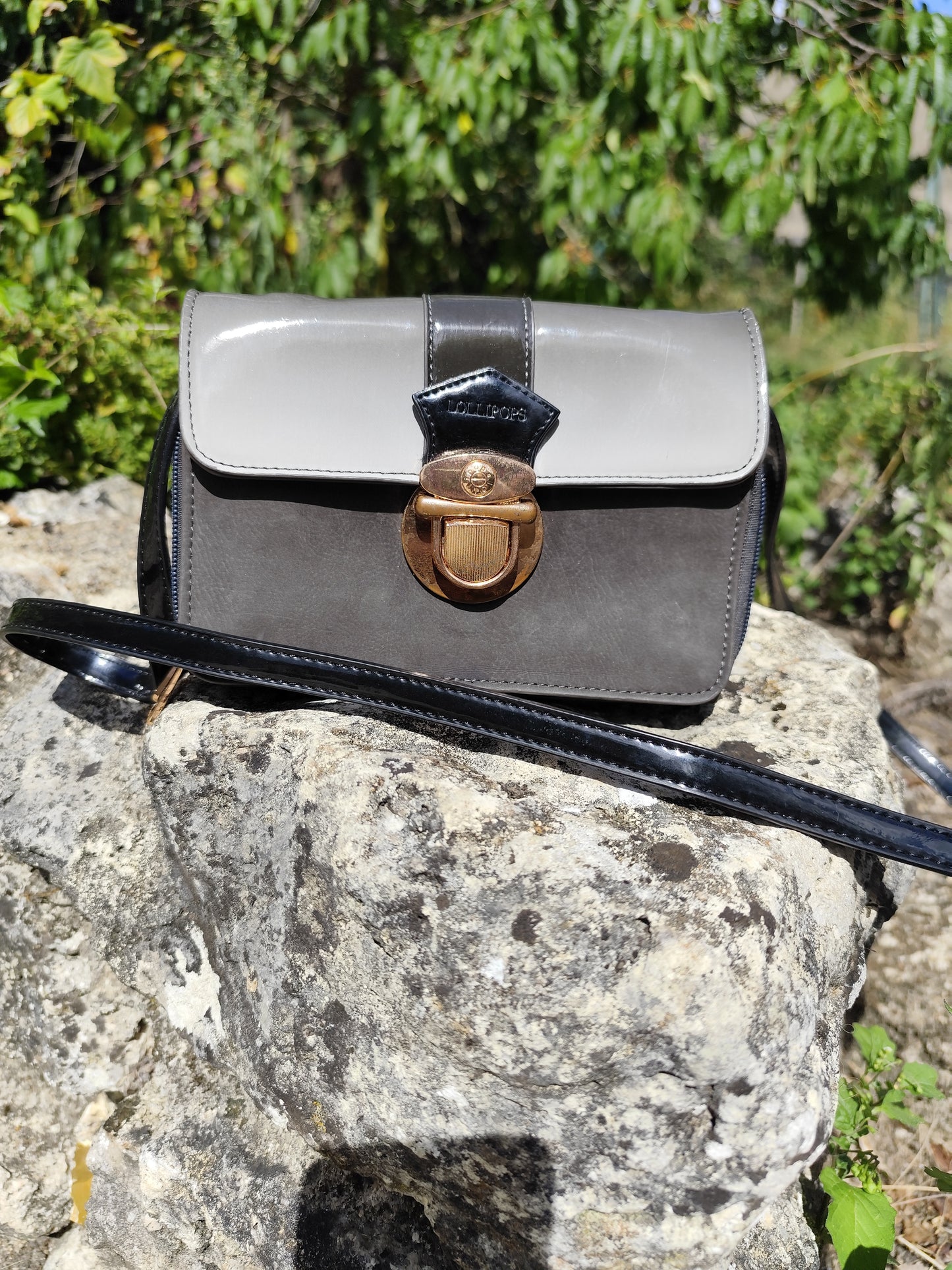 Sac bandoulière Lollipops mini – gris et noir – 18x11 cm