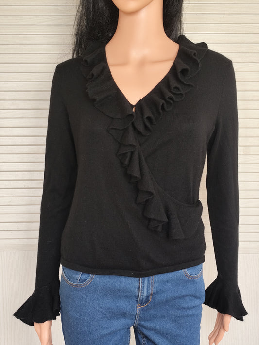 Pull léger cachemire et soie  Ralph Lauren à volants - Taille 36/38
