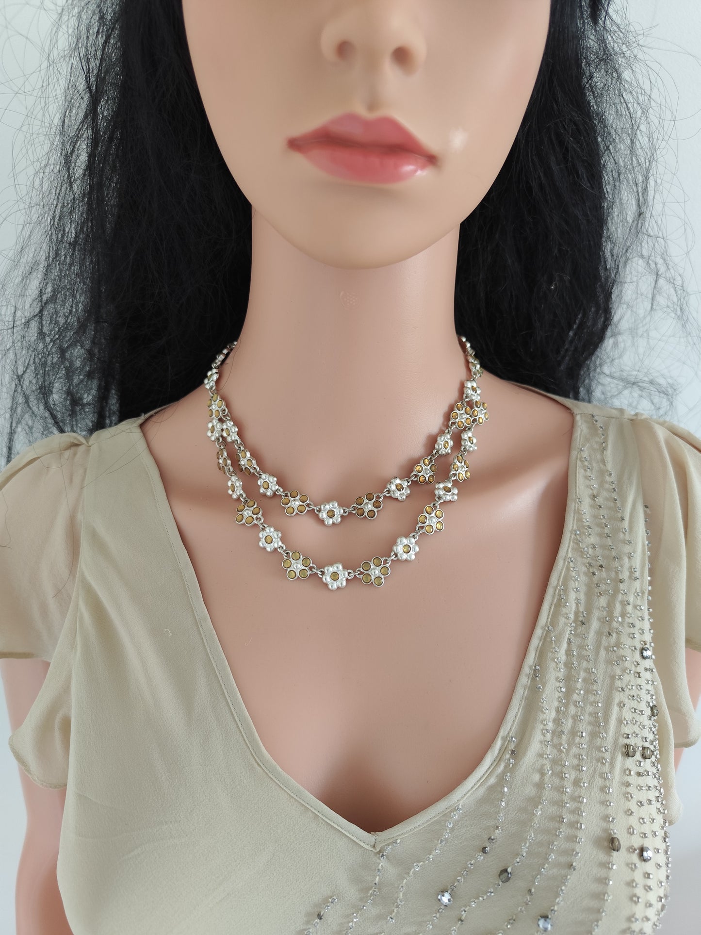 Collier à petites fleurs  Dolce Vita  perles & strass