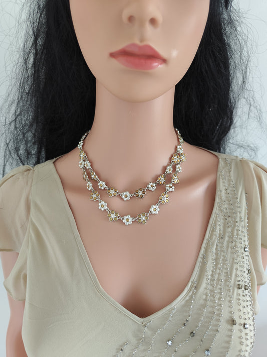 Collier à petites fleurs  Dolce Vita  perles & strass