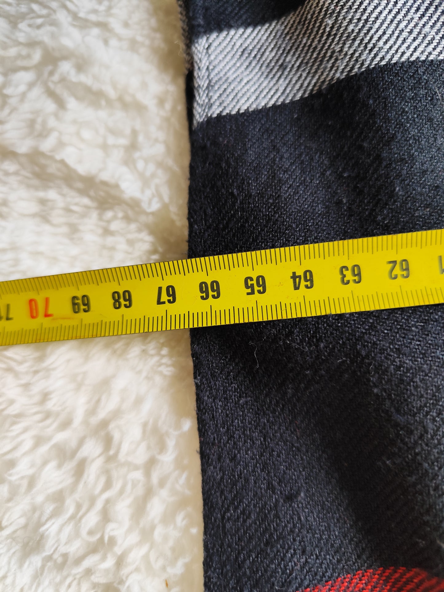 Écharpe motif tartan noir, rouge et blanc - 196 x 66 cm