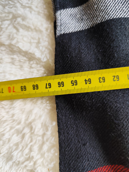 Écharpe motif tartan noir, rouge et blanc - 196 x 66 cm