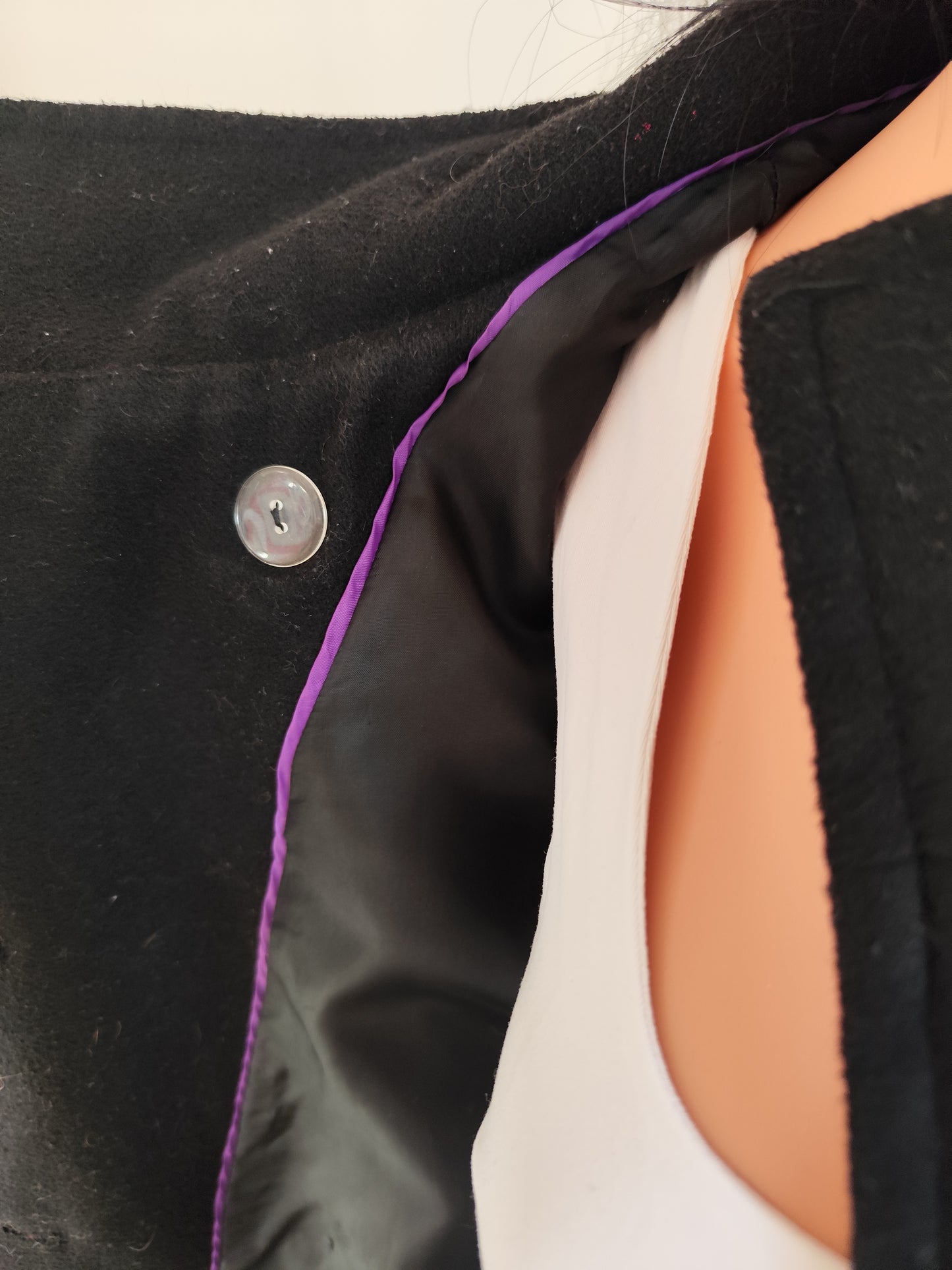 Manteau noir Bleu Bonheur col officier  - Taille 40